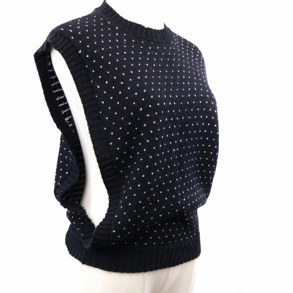 Vintage JCPenney JR-HI Sweater Vest Youth M 10-12 Black White Heart Knit 70s 80s